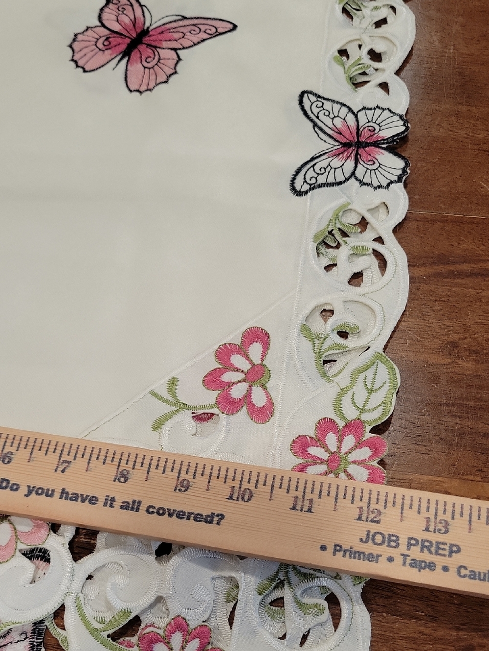 Pink Butterflies Embroidered Table Runner 12"x 68" Machine Washable - Picture 6 of 6